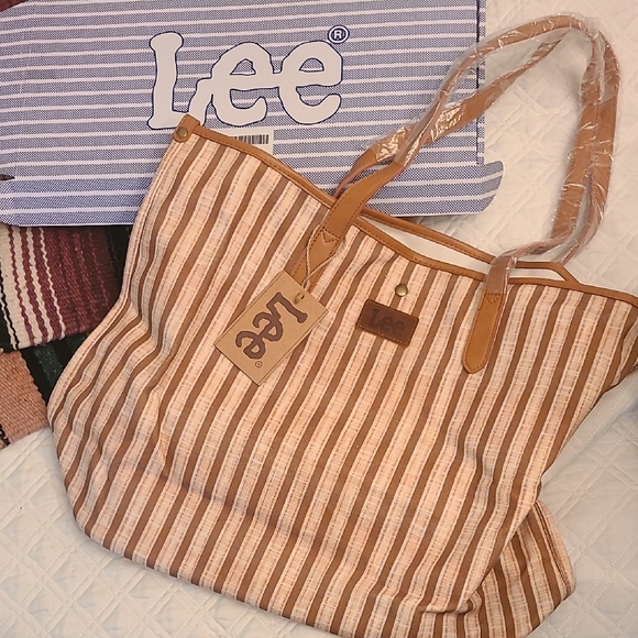 Lee Handbags - Lee Tan and Brown Canvas Tote Bag